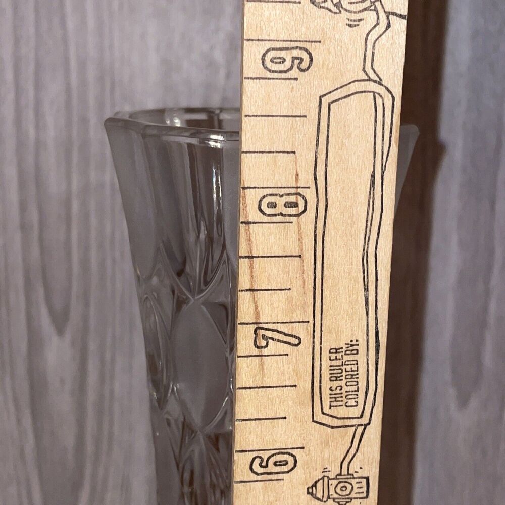Clear And Frosted Pattern Glass Bud Vase 8.5 Inches Tall Possible Crystal - Picture 9 of 9